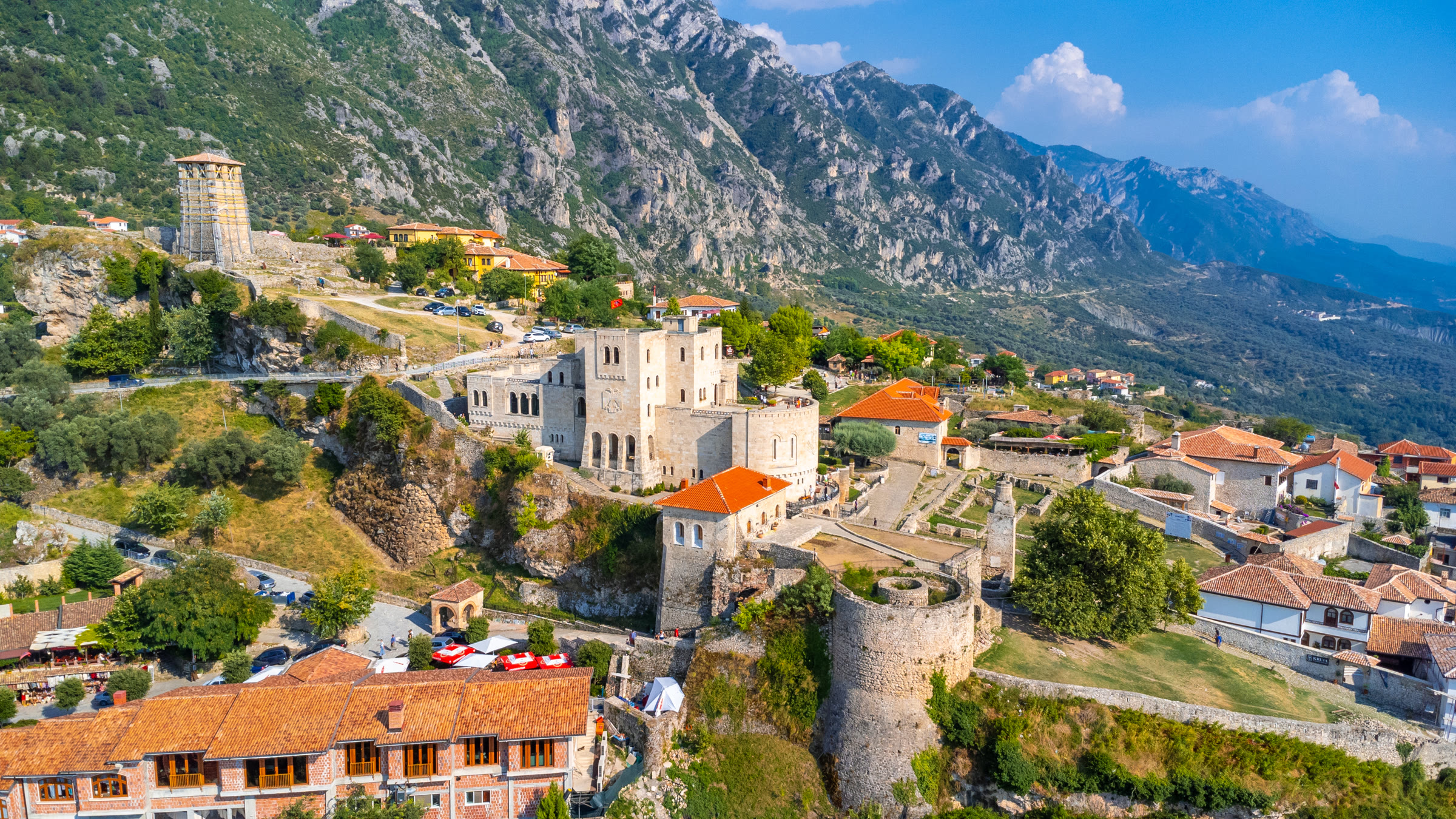 Vista aerea del castillo de Kruje, Albania